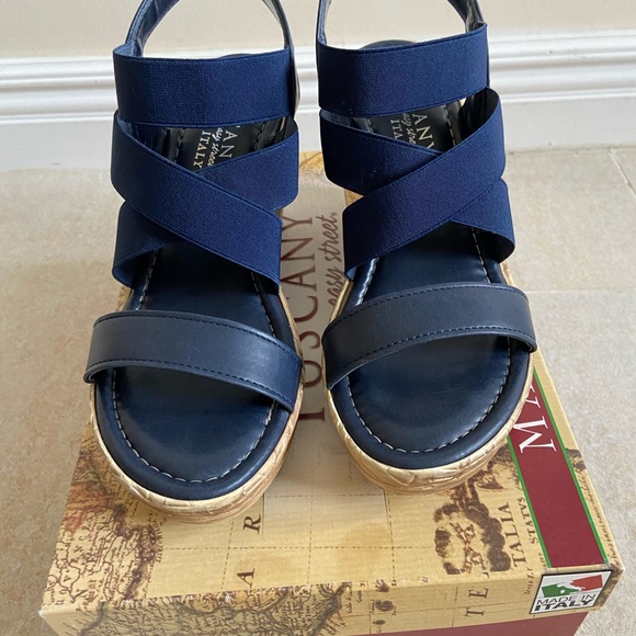 Tuscany Easy Street Felisa Wedge Sandals, Navy - Picture 2 of 4